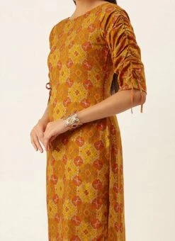 Multicolored Printed Straight Pant Kurta Set Work Wear