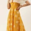 Mustard Art Silk Ruffled Dress Festive Wear