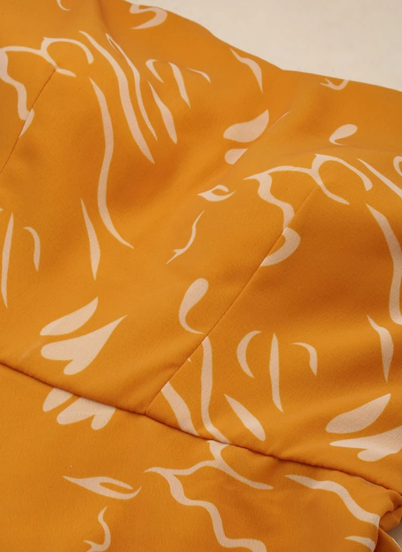 Mustard Digital Print Georgette Maxi Dress After Six Wear - Image 5