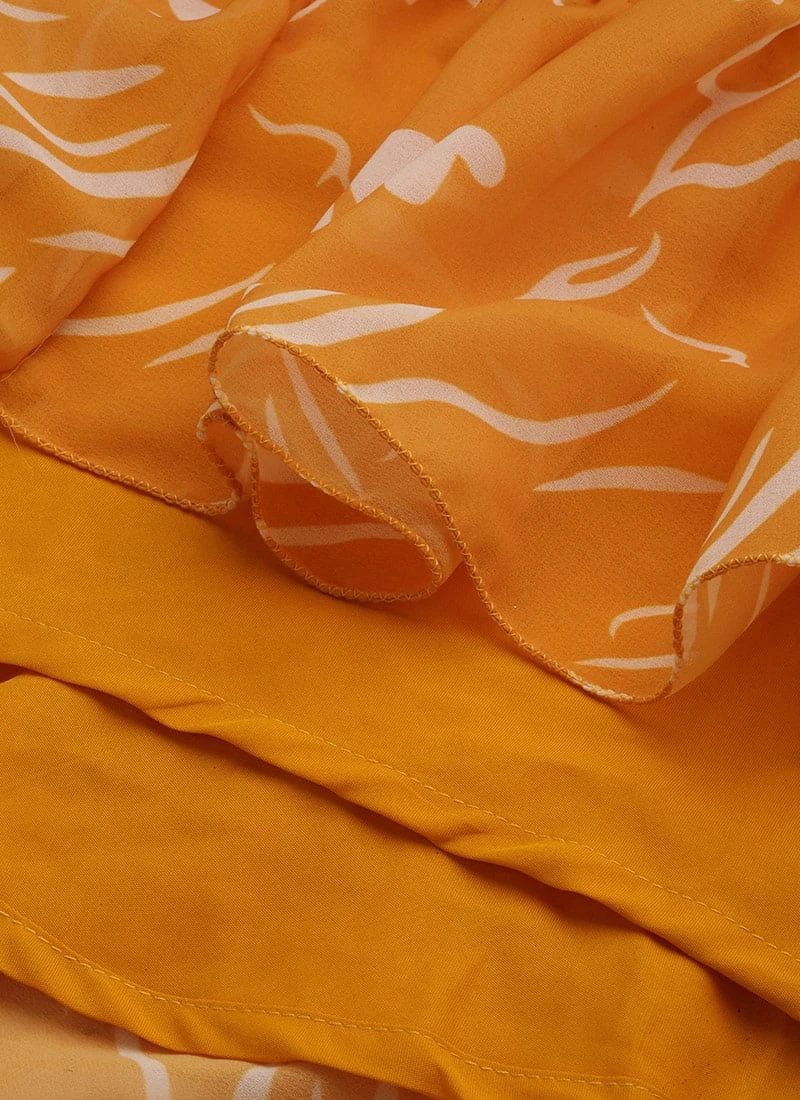 Mustard Digital Print Georgette Maxi Dress After Six Wear - Image 7