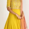 Mustard Yellow Georgette Embroidered Anarkali Suit Wedding Wear
