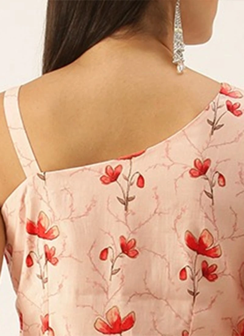 Off White Asymmetric Hem One Shoulder Dress Party Wear - Image 6