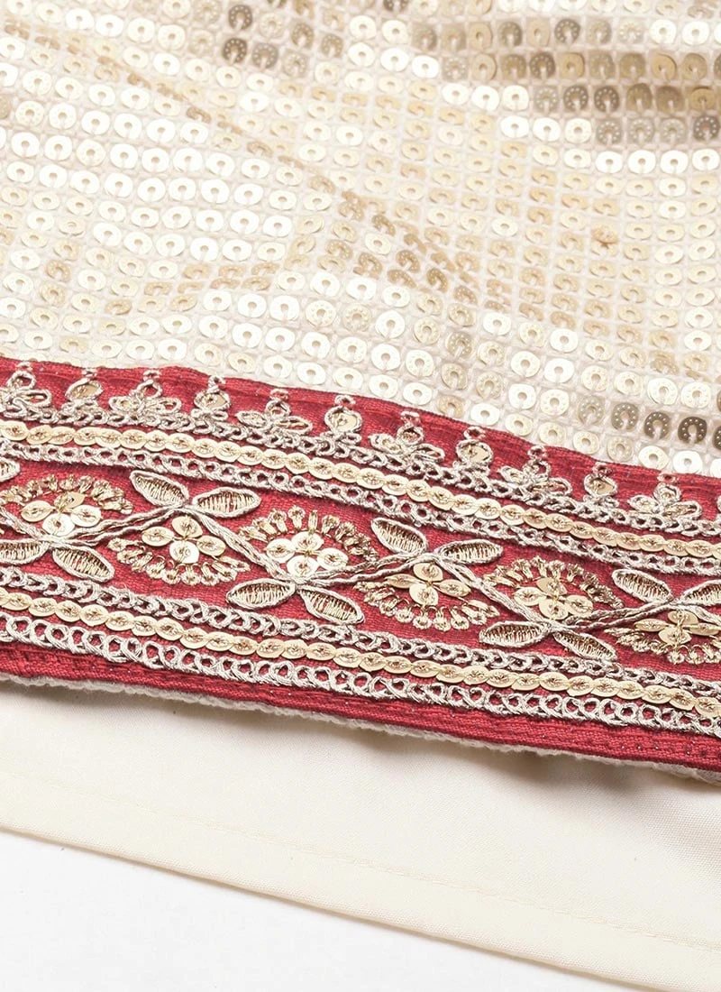 Bottom From Off White Embroidered Asymmetrical Gharara Suit After Six Wear - Image 8