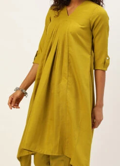 Olive Green Rayon Kurti Set Work Wear Festive Wear