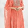 Peach Georgette Tikki Work Anarkali Suit Party Wear