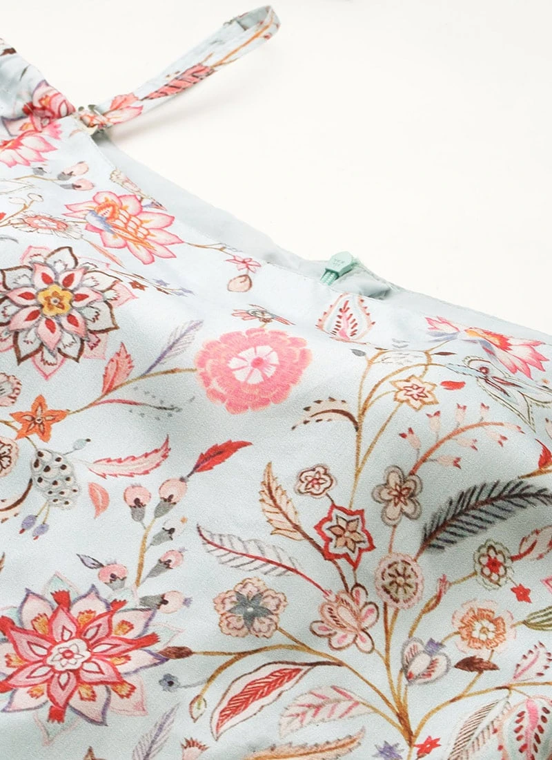 Bottom From Pale Blue Lily Art Silk Printed Gharara Set After Six Wear - Image 5