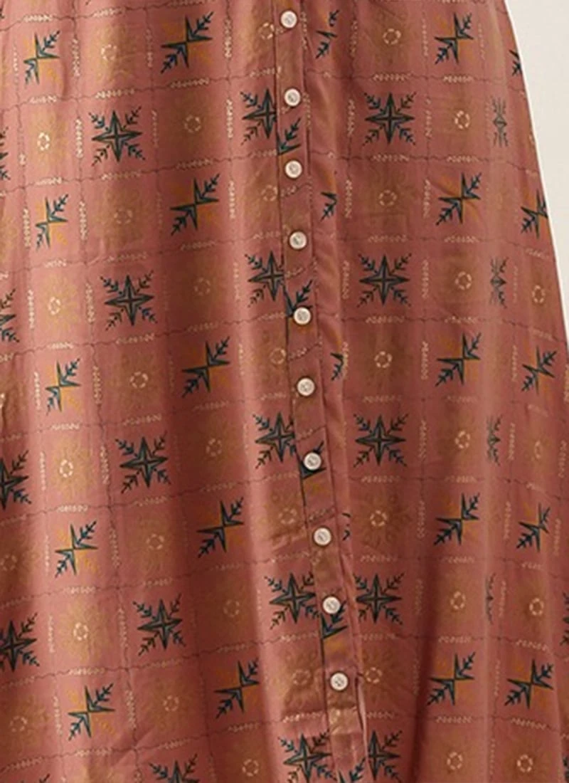 Peach Foil Printed A Line Dress After Six Wear Work Wear - Image 8