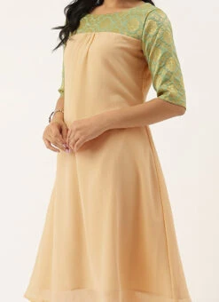 Peach N Green Straight Pant Kurta Set Festive Wear