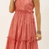 Peach N White Embroidered Tiered Maxi Dress Festive Wear