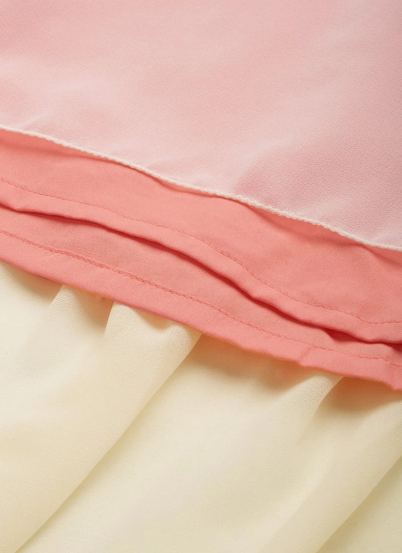 Peach N White Embroidered Tiered Maxi Dress Festive Wear - Image 7