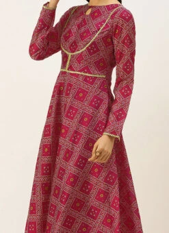 Pink Art Silk Digital Fabric Kruta Set Festive Wear