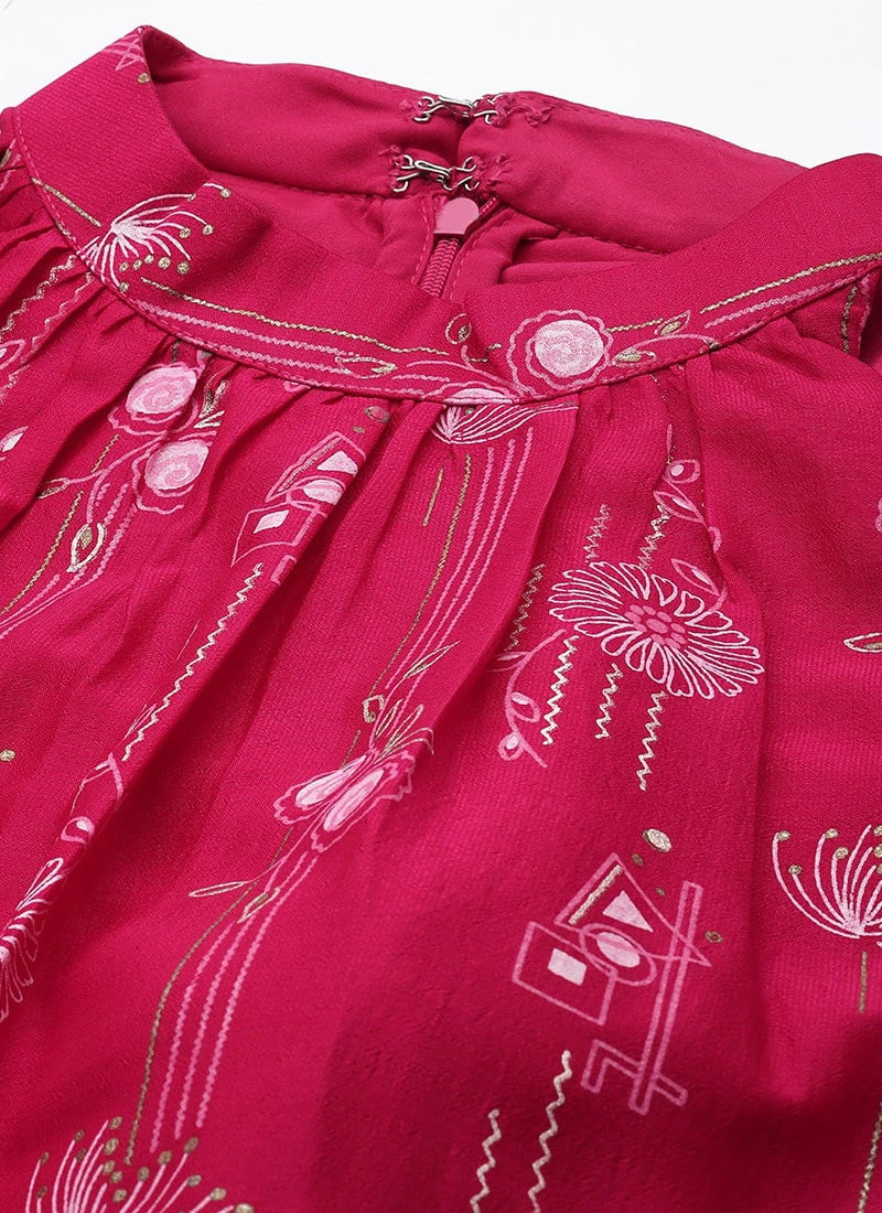 Bottom From Pink Art Silk Halter Neck Sharara Suit After Six Wear - Image 5