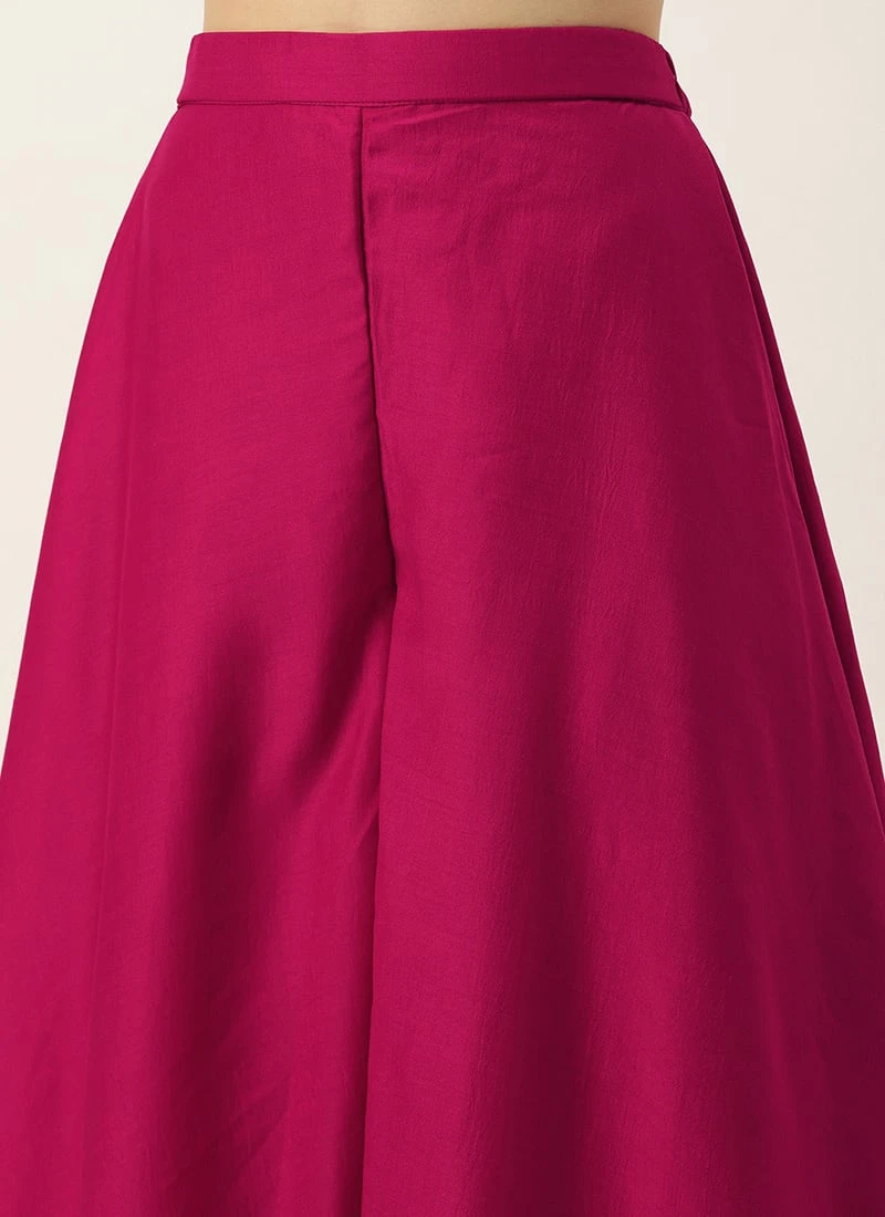 Bottom From Pink Art Silk Halter Neck Sharara Suit After Six Wear - Image 6