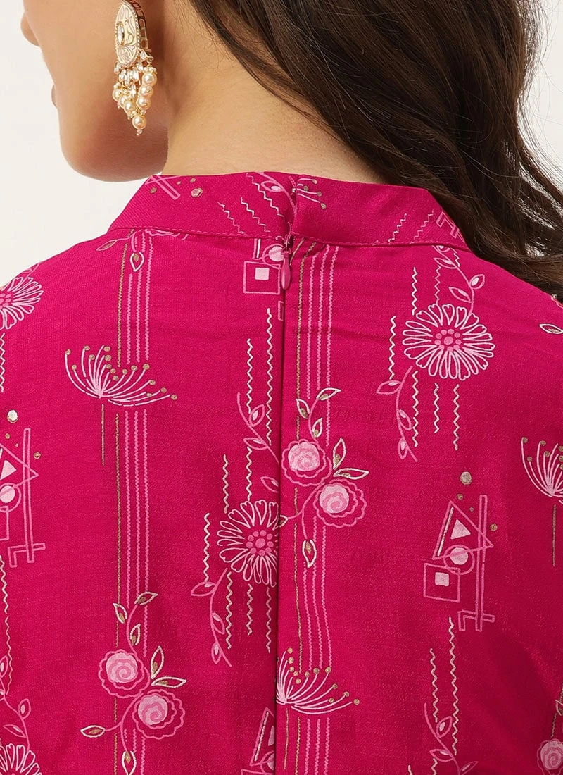 Top From Pink Art Silk Halter Neck Sharara Suit After Six Wear - Image 8