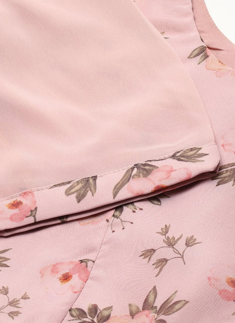 Pink Digital Printed Gathers Dress Festive Wear After Six Wear - Image 7