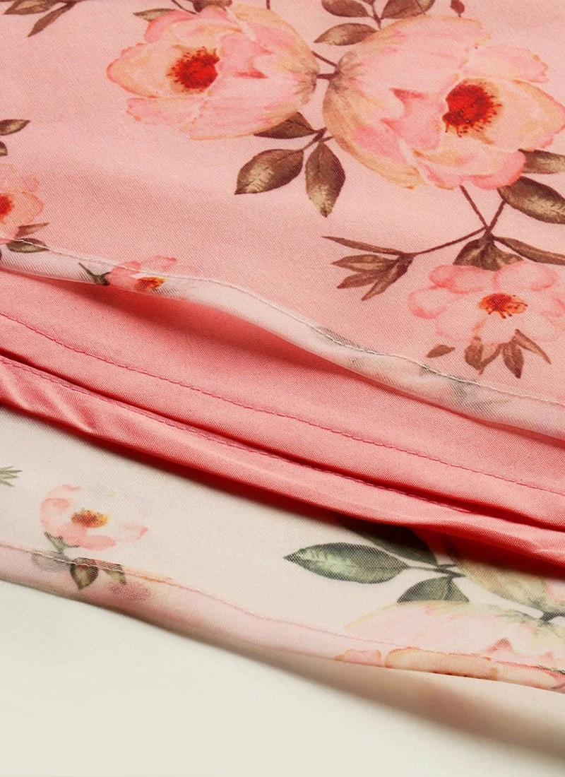 Pink Digital Printed Organza Knee Length Dress After Six Wear - Image 7