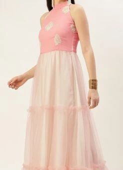 Pink Georgette Embroidered Dress Festive Wear