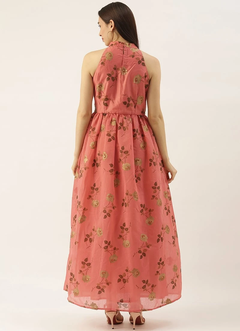 Pink Modal Chanderi Gathered Dress After Six Wear - Image 4