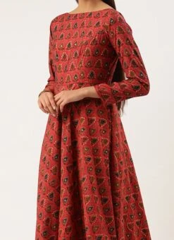 Pink N Blue Printed Jacket Anarkali Suit Festive Wear