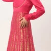 Pink Taffeta Jacquard Anarkali Set Festive Wear