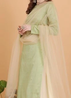 Top From Pista Green N Cream Printed Sharara Set After Six Wear