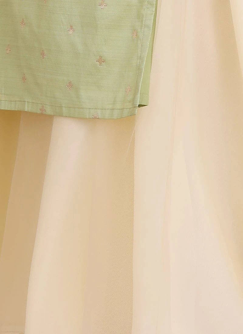 Top From Pista Green N Cream Printed Sharara Set After Six Wear - Image 7