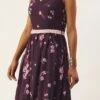 Purple Georgette Digital Printed Tiered Dress Festive Wear