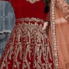 Red Velvet Anarkali Suit Party Wear