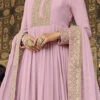 Rose Pink Georgette Sequins Embroidery Anarkali Suit Festive Wear