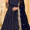 Royal Blue Georgette Mirror Embroidered Anarkali Suit Party Wear