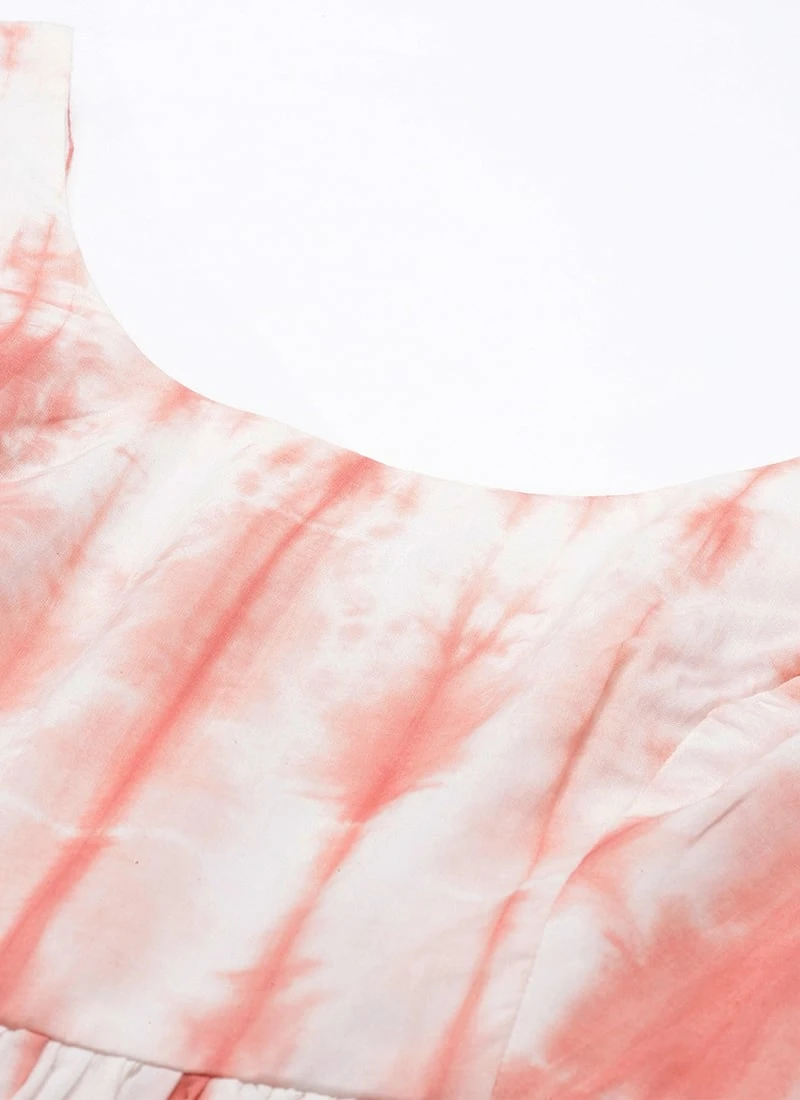 Rust Color Tie Dye Maxi Dress Festive Wear After Six Wear - Image 5