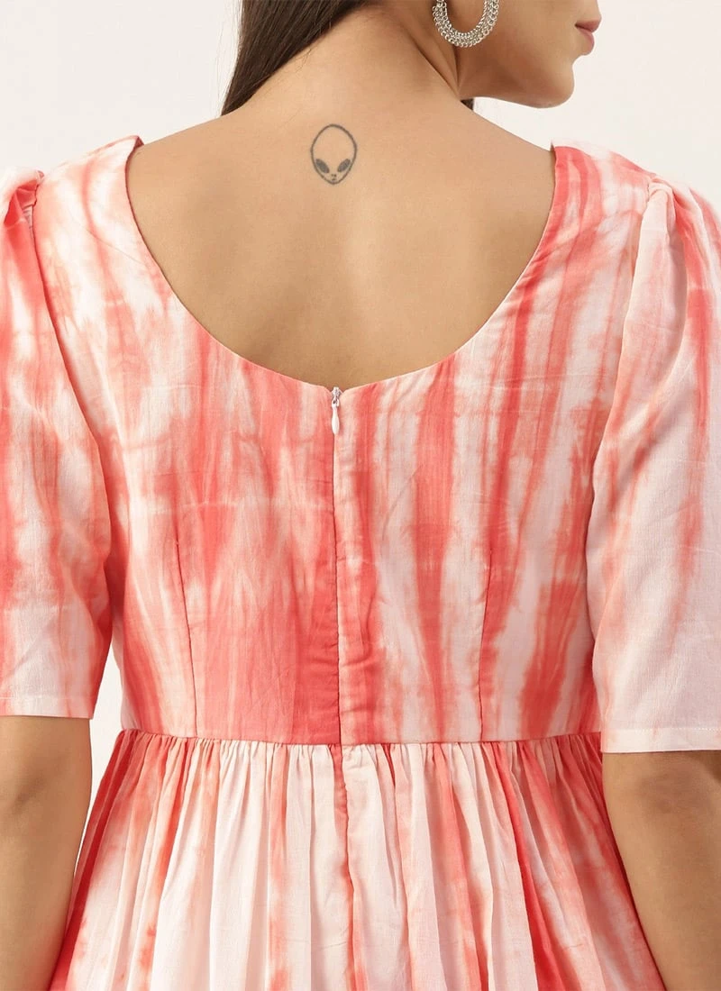 Rust Color Tie Dye Maxi Dress Festive Wear After Six Wear - Image 6