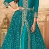Shamita Shetty Turquoise Georgette Embroidered Ana Party Wear