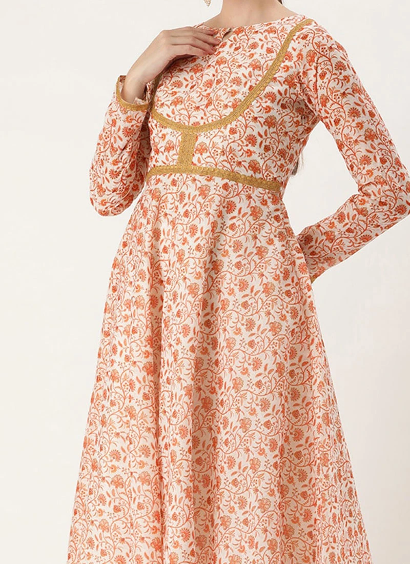 White Art Silk Digital Printed Kruta Set Festive Wear