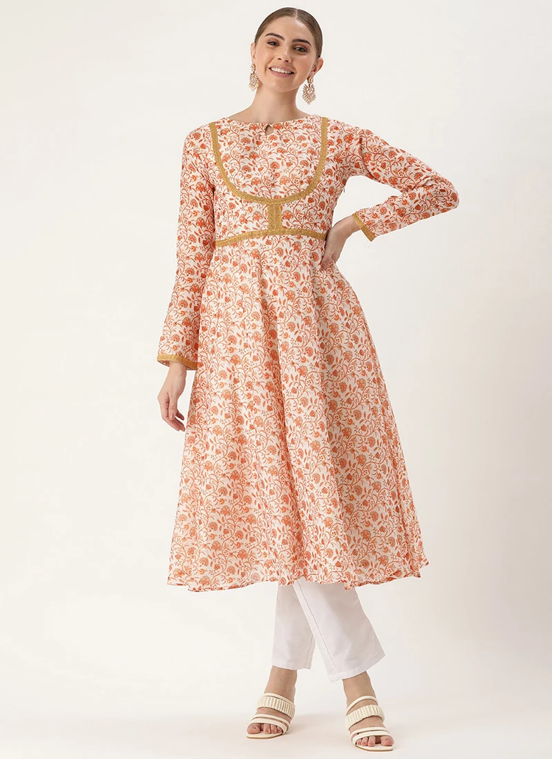 White Art Silk Digital Printed Kruta Set Festive Wear - Image 3