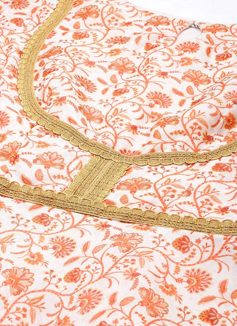 White Art Silk Digital Printed Kruta Set Festive Wear - Image 5