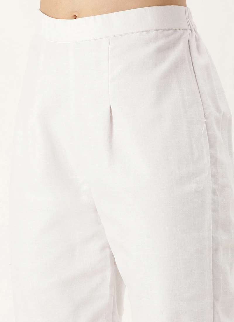 White Art Silk Digital Printed Kruta Set Festive Wear - Image 6