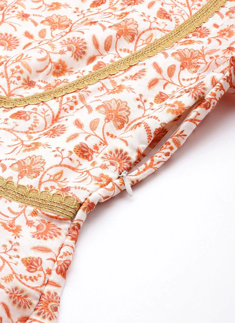 White Art Silk Digital Printed Kruta Set Festive Wear - Image 7