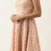 White Brocade Boat Neck Flared Dress Festive Wear