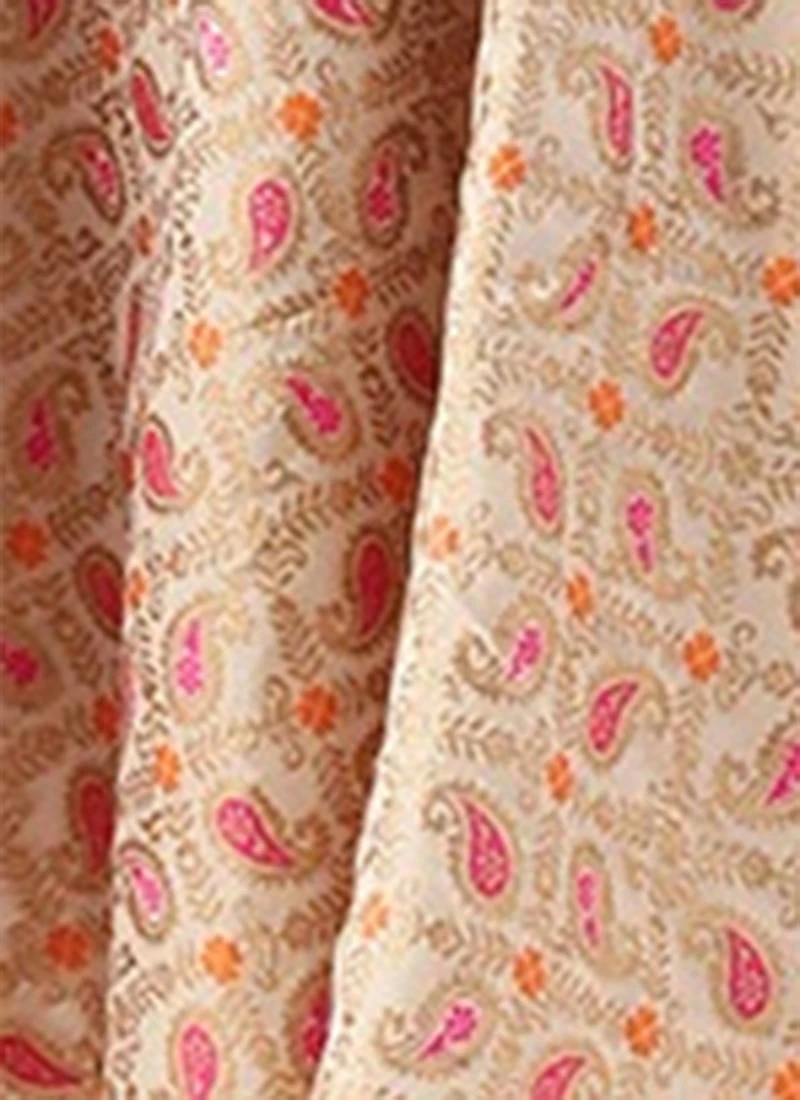 White Brocade Boat Neck Flared Dress Festive Wear - Image 7