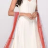 White Crepe Silk Embroidered Anarkali Suit Party Wear