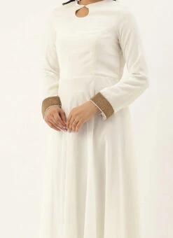 White Embroidered Jacket Style Anarkali Suit Festive Wear