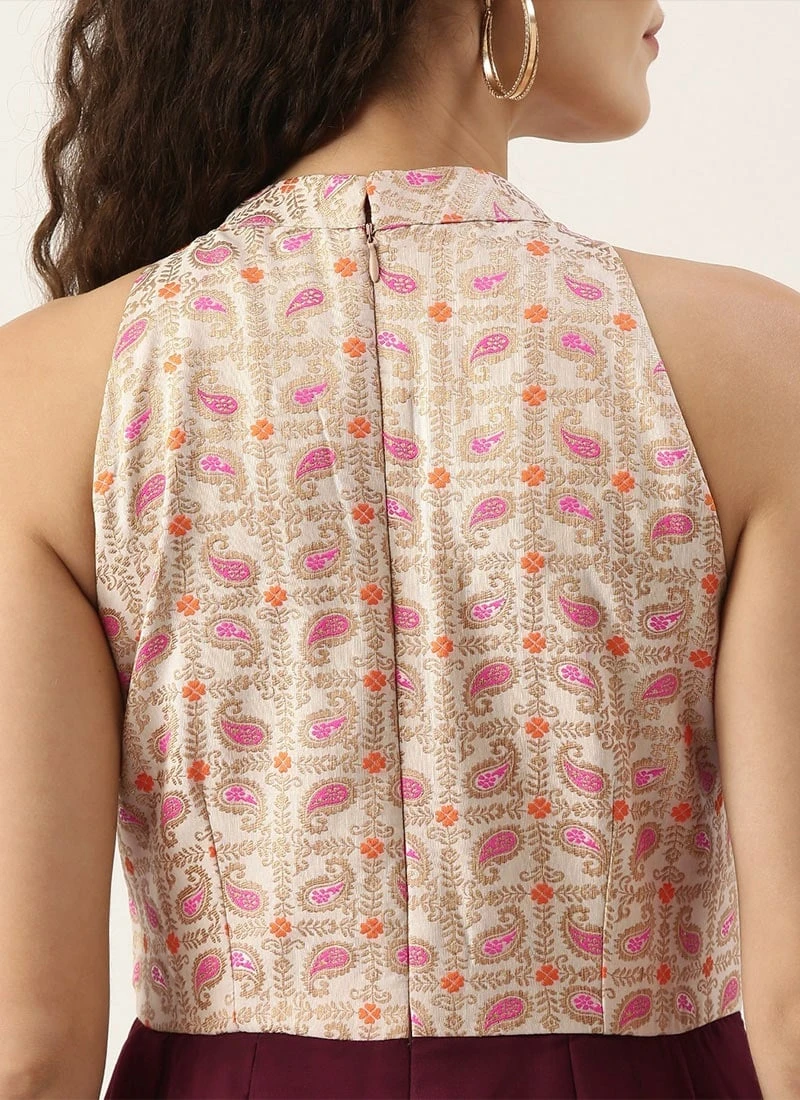 White Tie N Dye Nylon Purple Flared Dress Festive Wear - Image 6