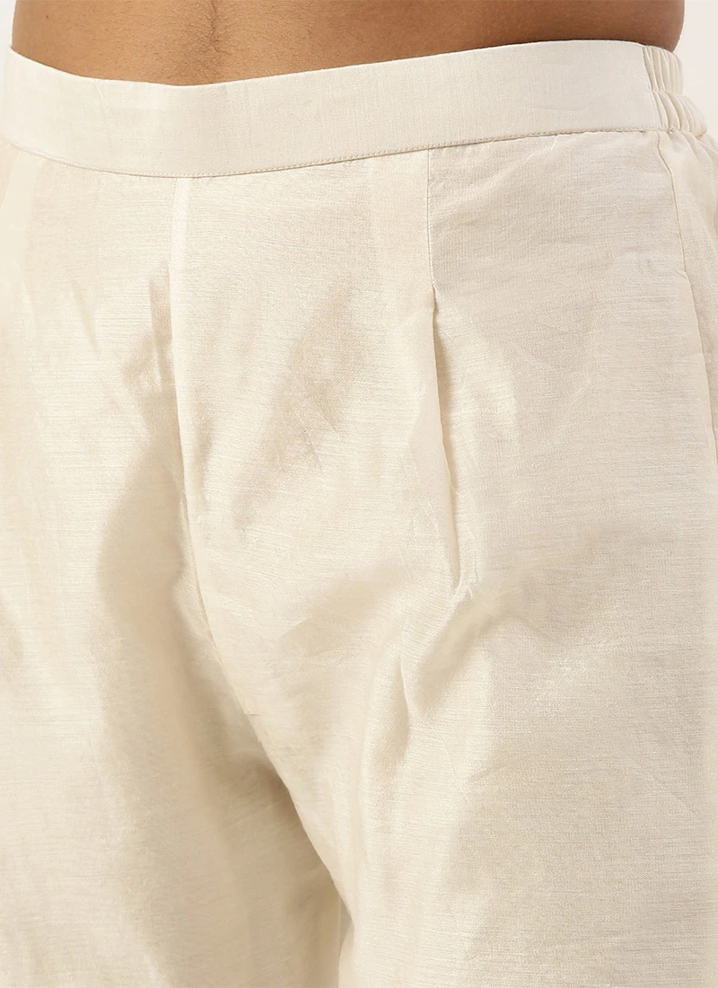 Yellow Chinnon Embroidered Kurta Set Festive Wear - Image 6