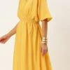 Yellow Chinon Kaftan Dress Festive Wear
