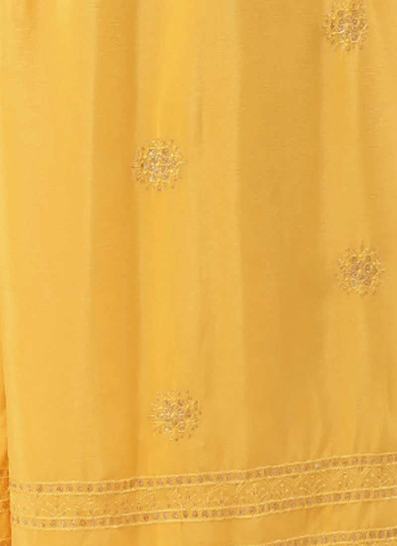 Yellow Chinon Kaftan Dress Festive Wear - Image 8