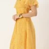 Yellow Digital Print High N Low Style Dress After Six Wear