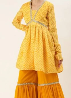 Bottom From Yellow Digital Printed Alia Cut Sharara Suit After Six Wear
