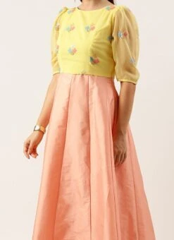 Top From Yellow Georgette N Peach Kali Anarkali After Six Wear