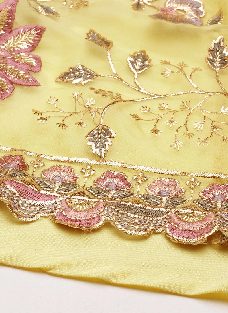 Yellow Organza Embroidered Anarkali Suit Festive Wear - Image 8